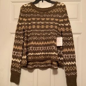 Brown/tan/white Free People sweater